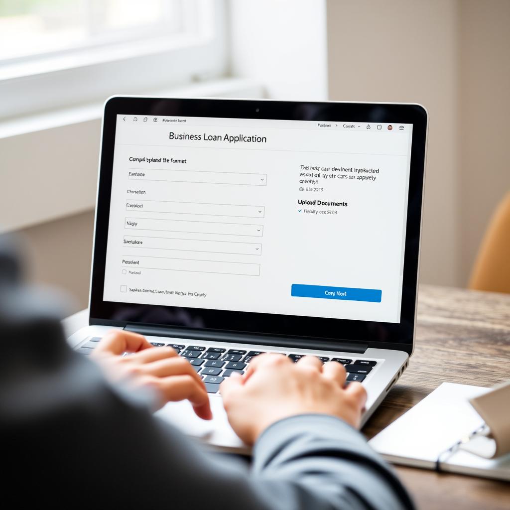 Business owner submitting online business loans in Canada application Business owner submitting online business loans in Canada application
