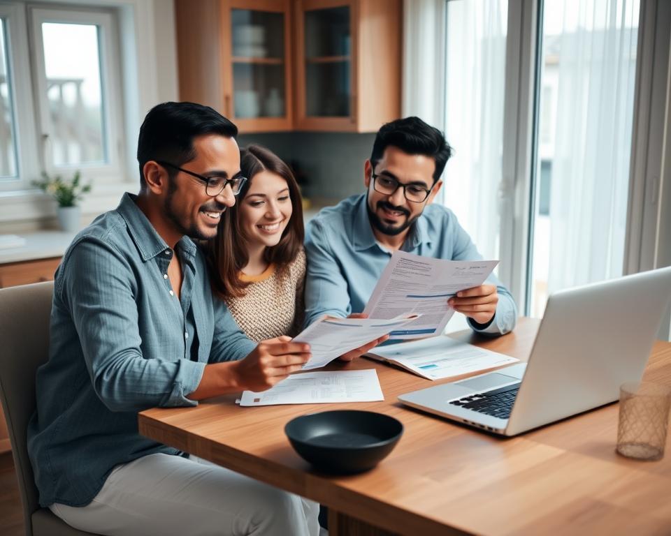 Canadian family reviewing credit report together Canadian family reviewing credit report together