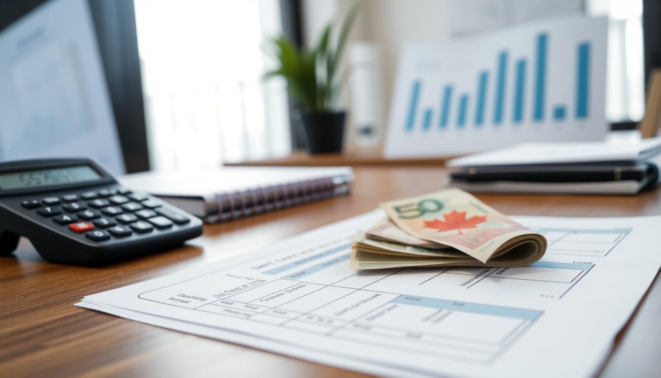 Debt Solutions in Canada showing financial documents and calculator