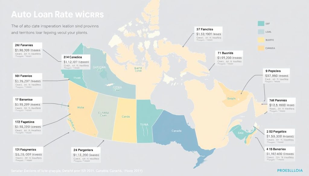 Map showing auto loan rates across smaller Canadian provinces and territories Map showing auto loan rates across smaller Canadian provinces and territories