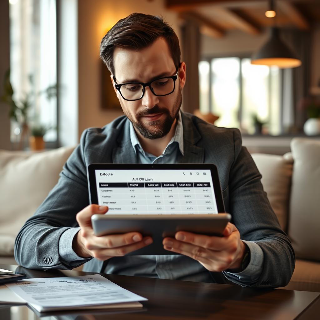 Person with credit challenges reviewing auto loan options on tablet Person with credit challenges reviewing auto loan options on tablet