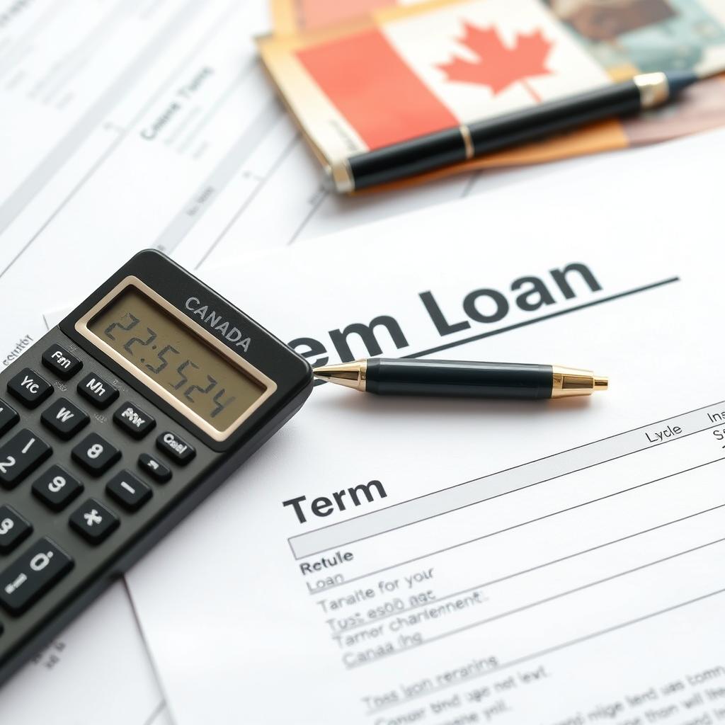 Term loan document with calculator for business loans in Canada