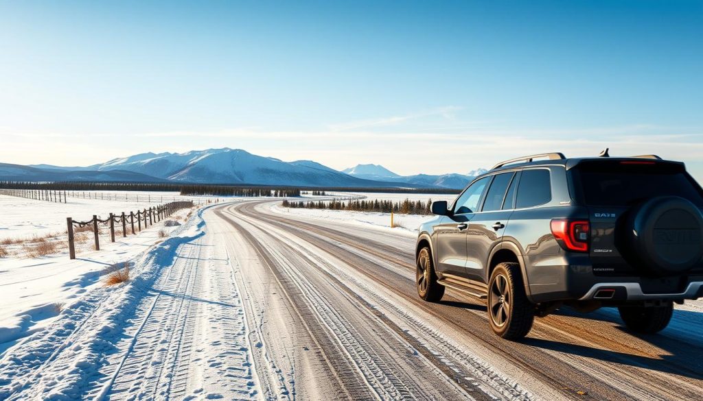 Vehicle in Canada's northern territory with financing information overlay Vehicle in Canada's northern territory with financing information overlay